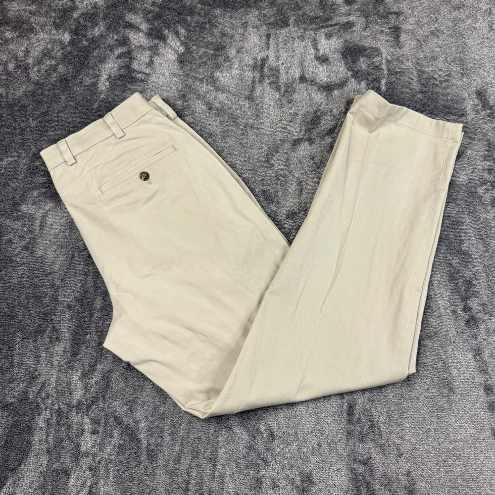 Brooks Brothers Chino Pants Clark Advantage Khaki Tan 34x32 Cotton Stretch